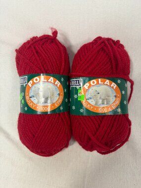 Bernat Berella Polar Yarn Bulky Red 2 Skeins 200g Total Vintage Wool Blend